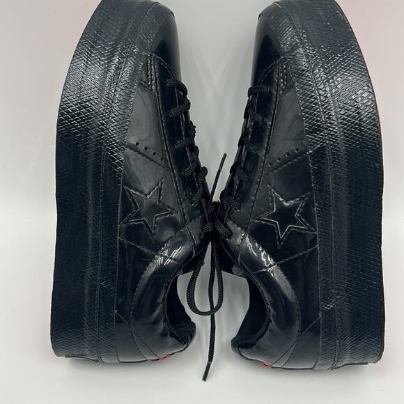CONVERSE CHUCK TAYLOR ONE STAR PLATFORM OX PATENT WOMEN SIZE 5.5 SNEAKERS BLACK - Picture 7 of 13